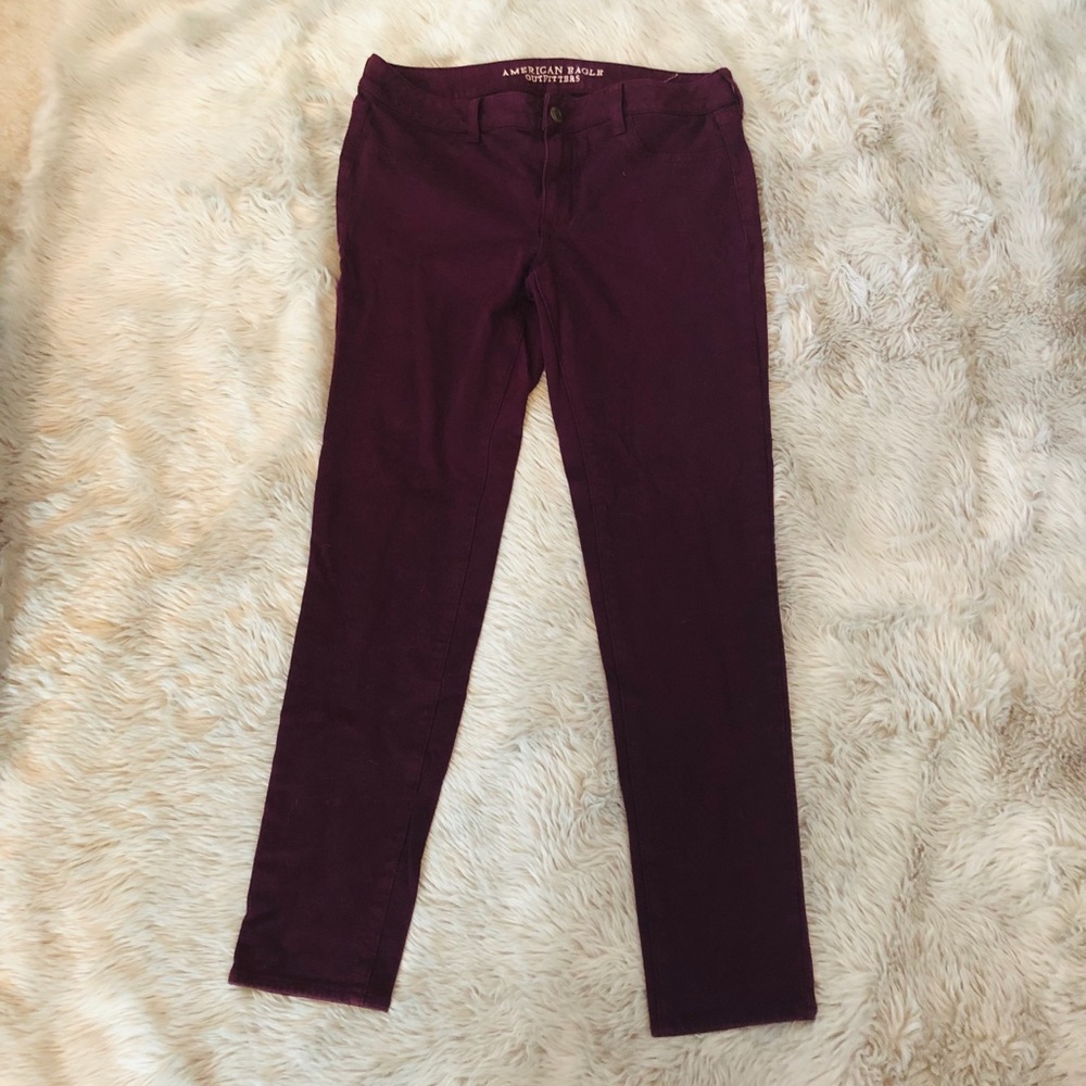 American Eagle Maroon Super Stretch Jegging